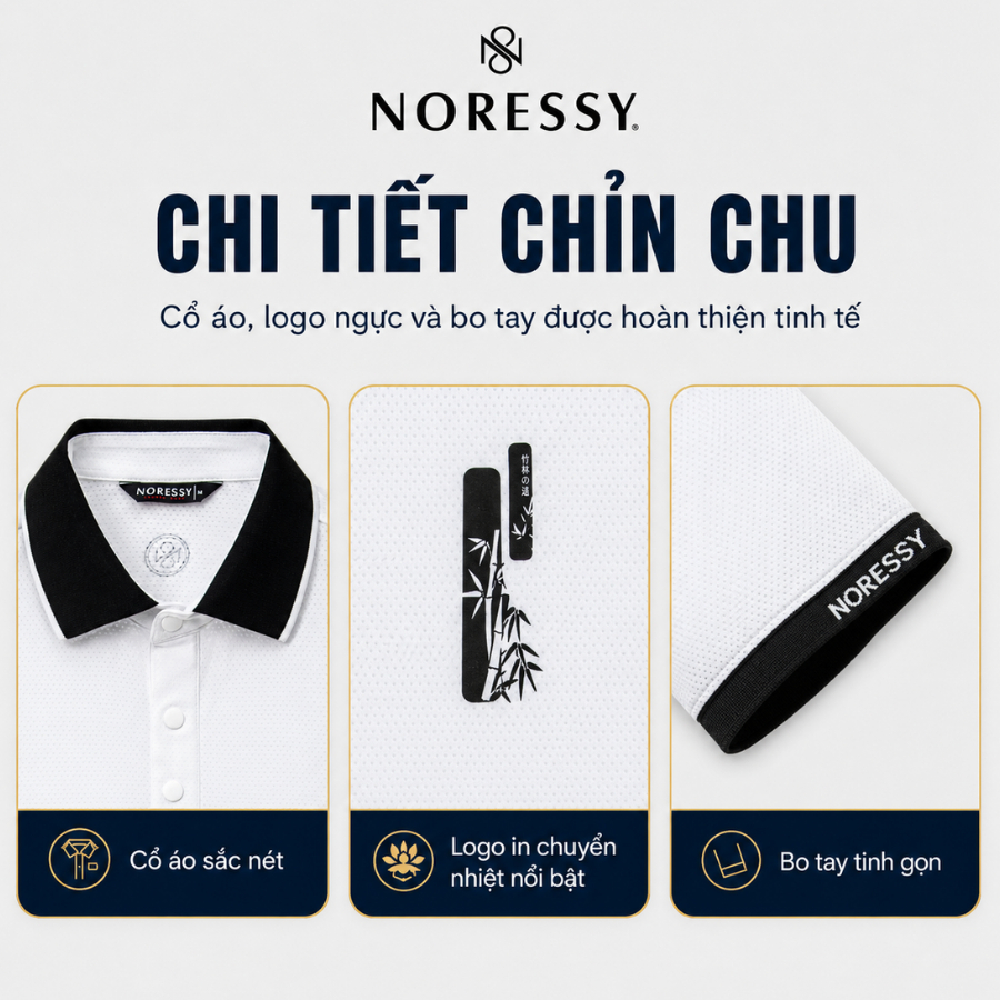 Áo cộc tay Golf Nam NORESSY NAOM064 – Thiết kế trẻ trung, co giãn 4 chiều, thấm hút mồ hôi 6 Áo cộc tay Golf Nam NORESSY NAOM064 – Thiết kế trẻ trung, co giãn 4 chiều, thấm hút mồ hôi
