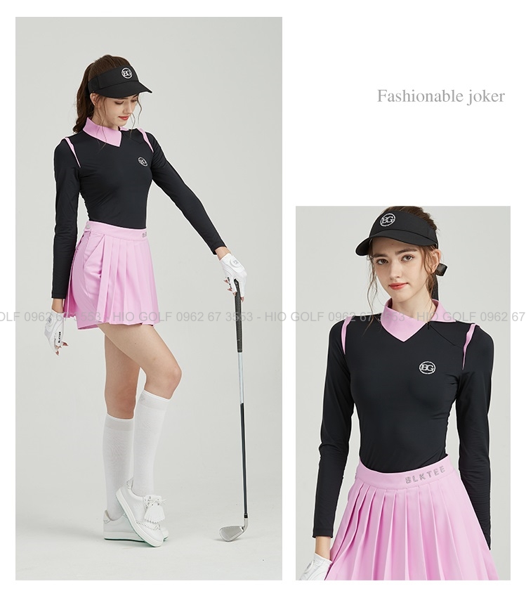 Set áo váy Golf nữ BG đen hồng thời trang - CH480