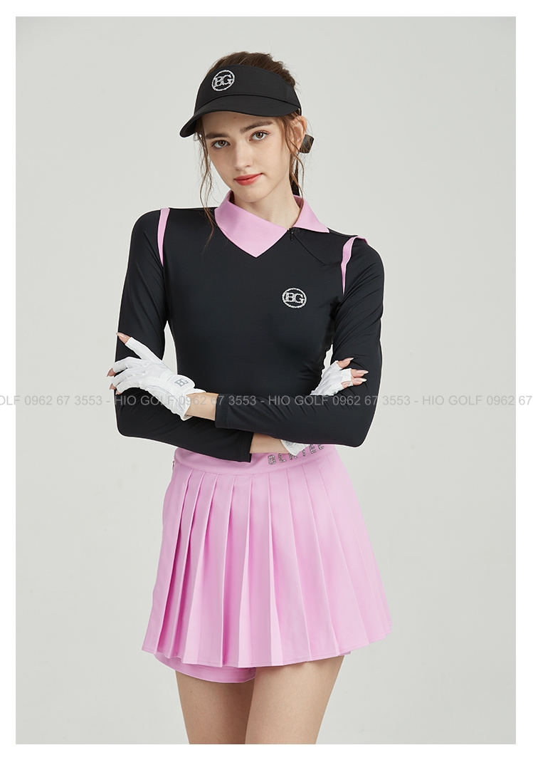 Set áo váy Golf nữ BG đen hồng thời trang - CH480