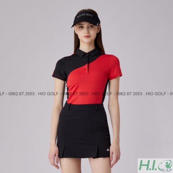 Set áo váy Golf nữ cộc tay Azureway Đen đỏ - CH495