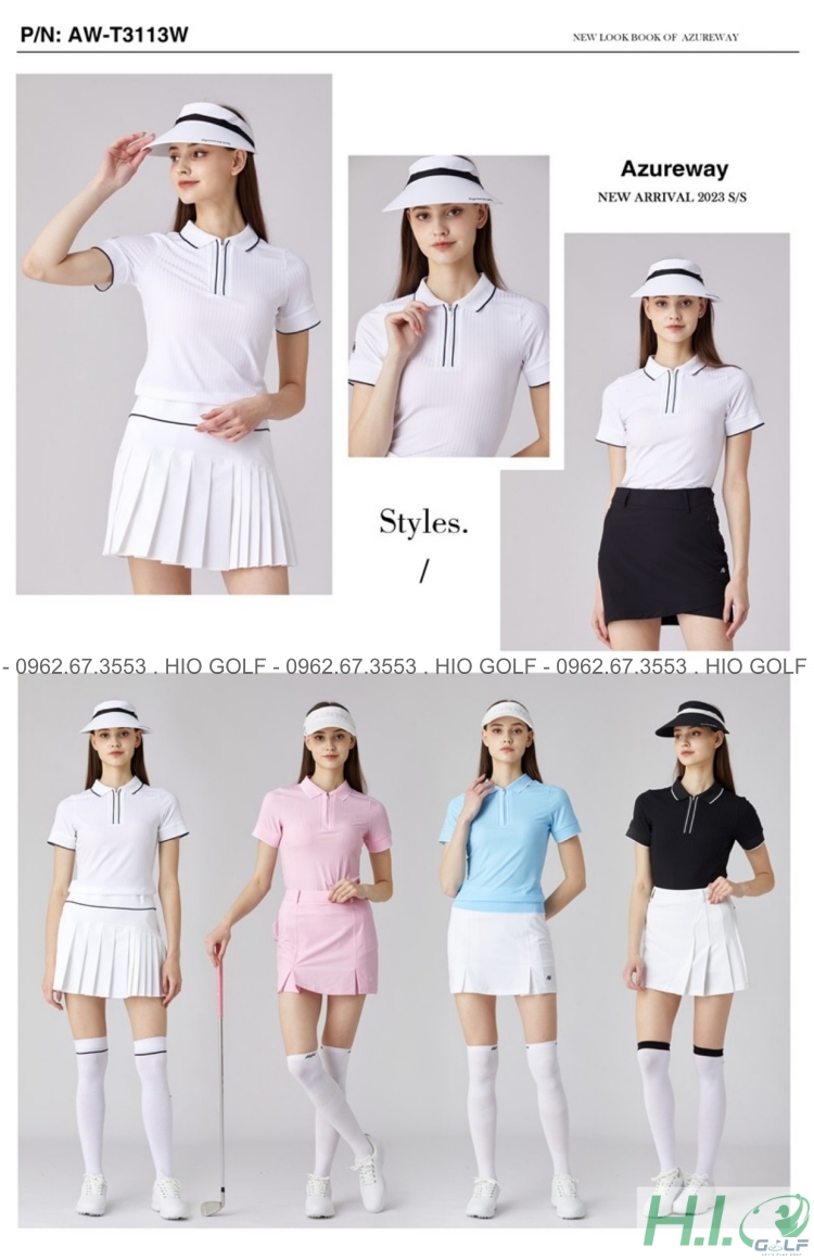 Váy Golf, áo golf nữ cộc tay Azureway mẫu mới 2023 - CH502