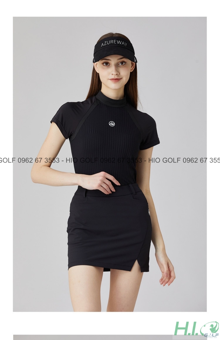 Áo váy Golf nữ cộc tay Azureway Đen 2023 mới nhất - CH496