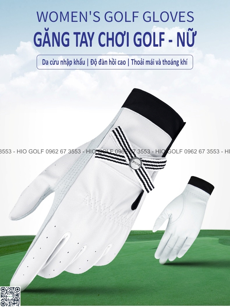 Găng tay golf nữ PGM hàng chính hãng, chất liệu da cừu - CH409
