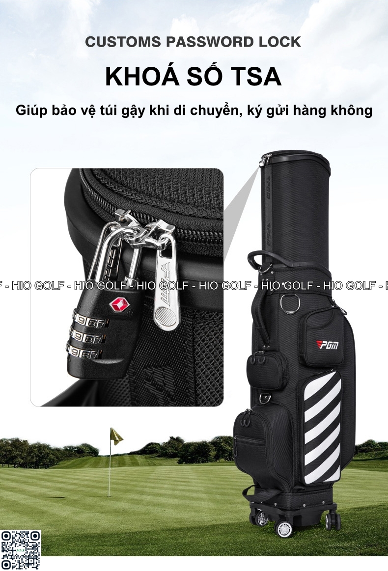 Túi gậy Golf PGM Full Set nắp cứng, 4 bánh xe di chuyển - CH383