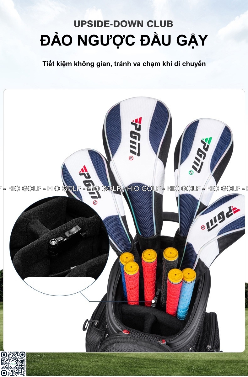 Túi gậy Golf PGM Full Set nắp cứng, 4 bánh xe di chuyển - CH383