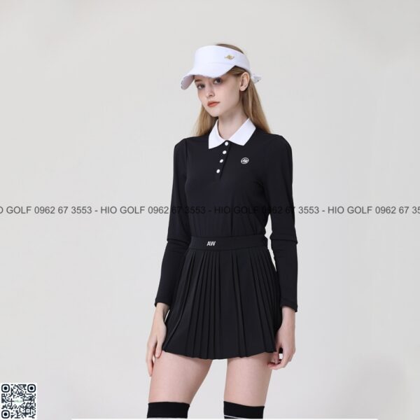 Set áo golf, váy golf nữ Azureway đen dài tay - CH521