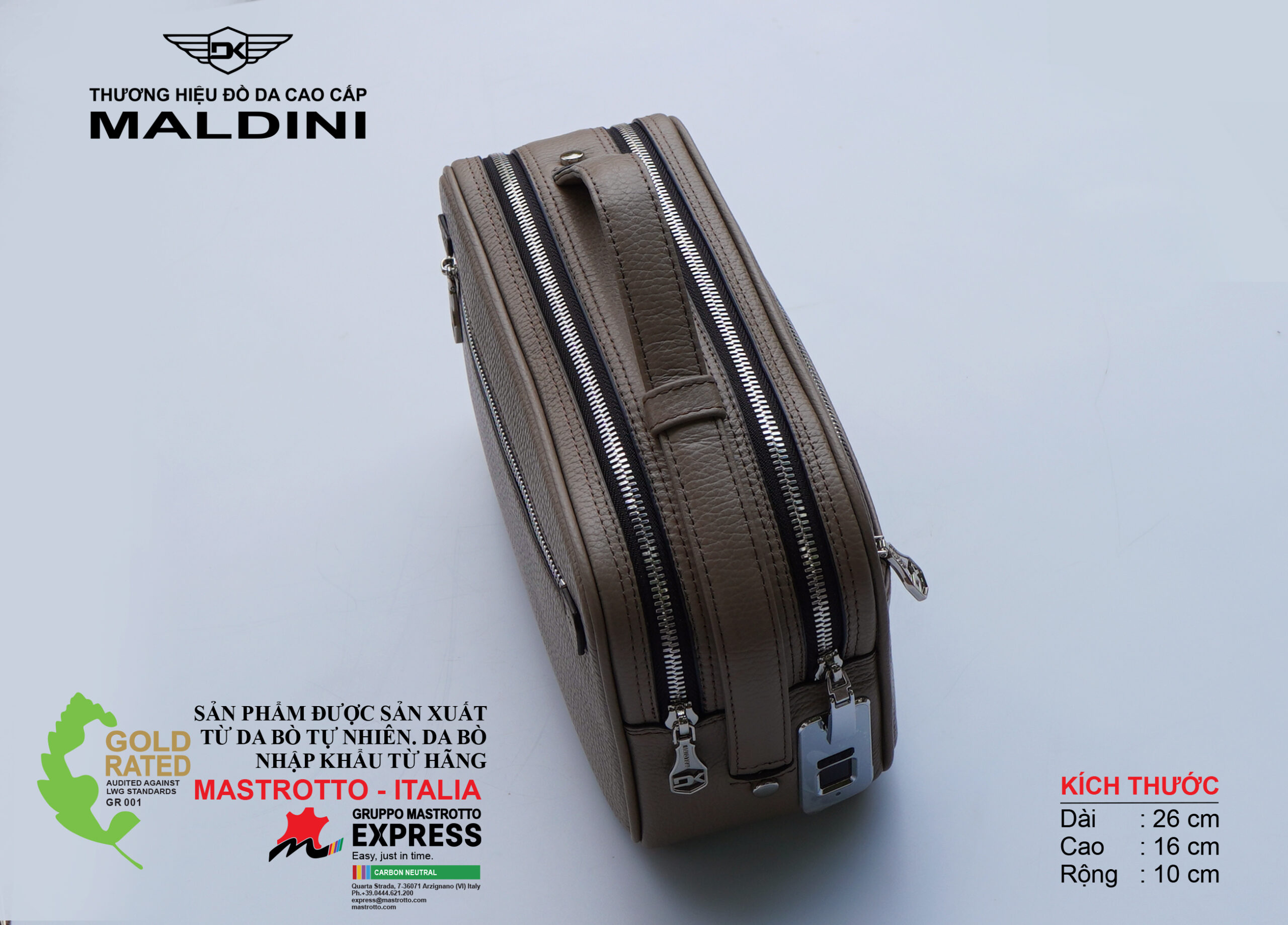 Túi Golf cầm tay xách 2 chiều Maldini da bò nhập khẩu Ý - CH389