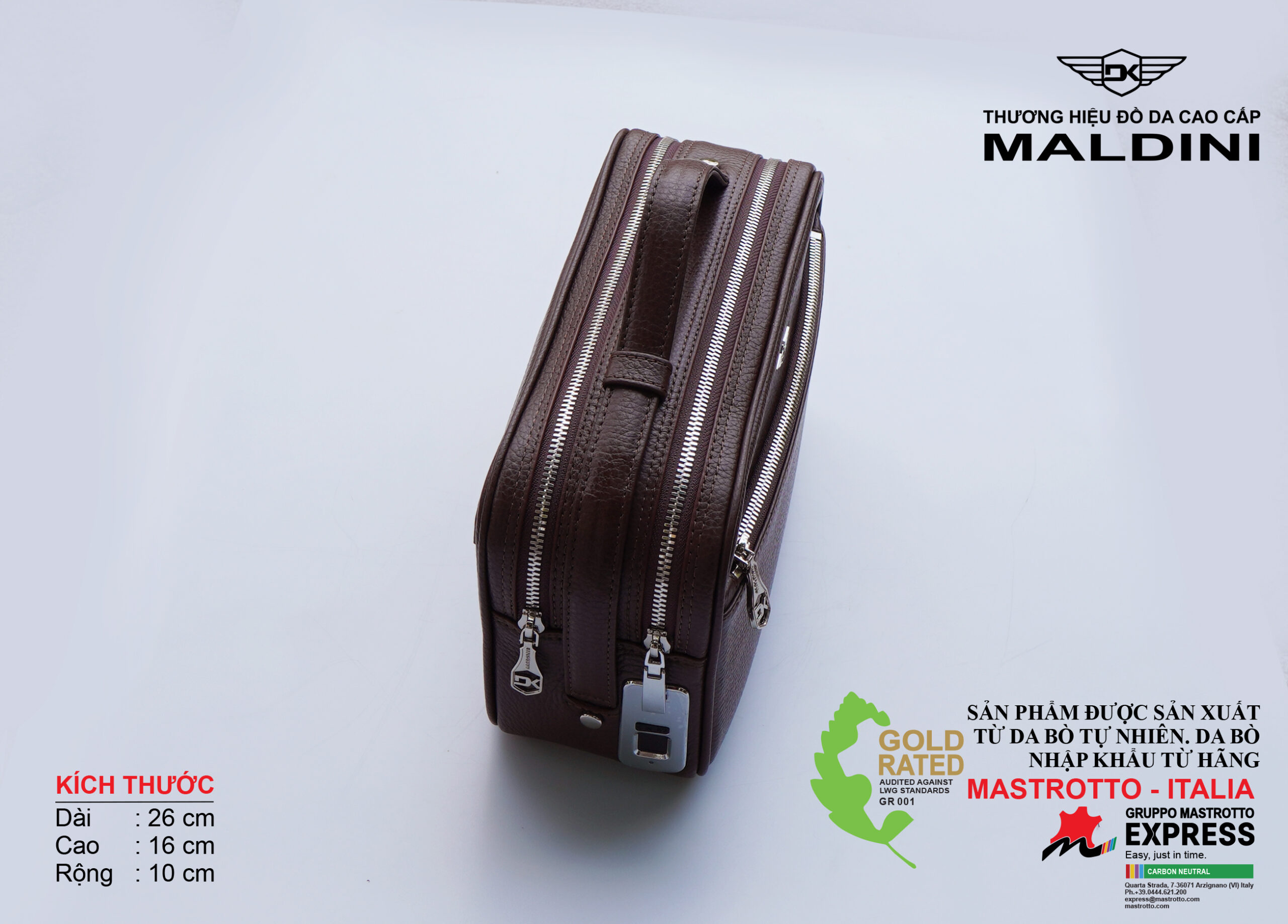 Túi Golf cầm tay xách 2 chiều Maldini da bò nhập khẩu Ý - CH389