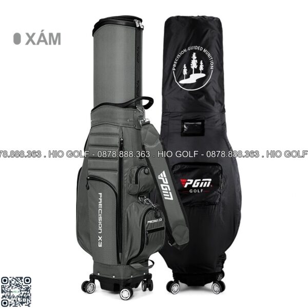 Túi gậy Golf PGM Precision X3 nắp cứng, 4 bánh xe vải bạt chống nước - CH397