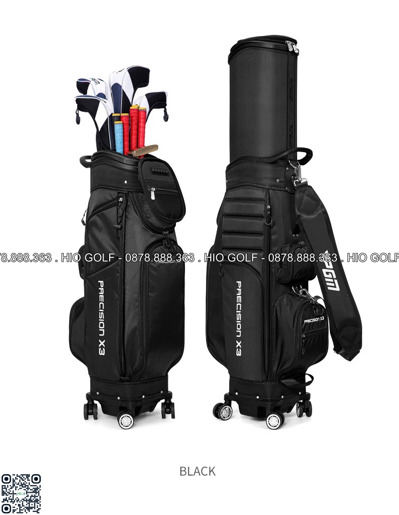 Túi gậy Golf PGM Precision X3 nắp cứng, 4 bánh xe vải bạt chống nước - CH397