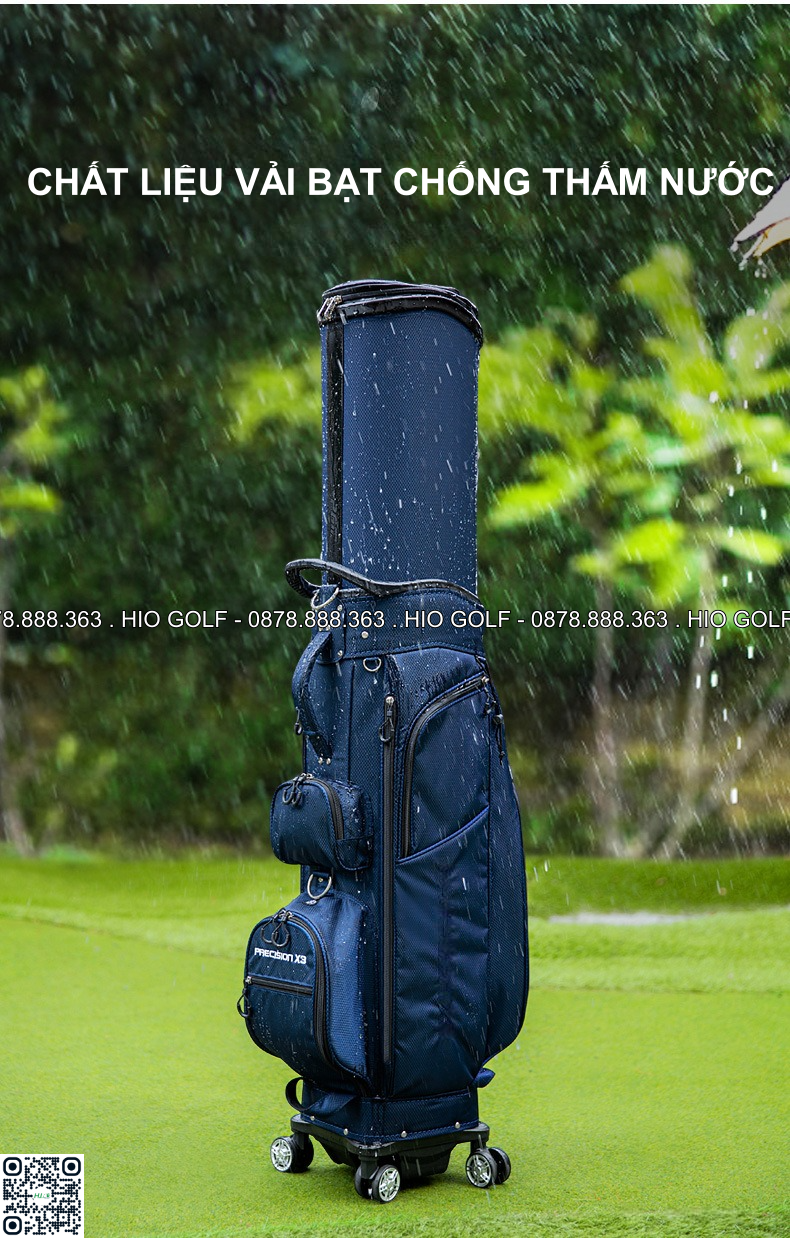 Túi gậy Golf PGM Precision X3 nắp cứng, 4 bánh xe vải bạt chống nước - CH397