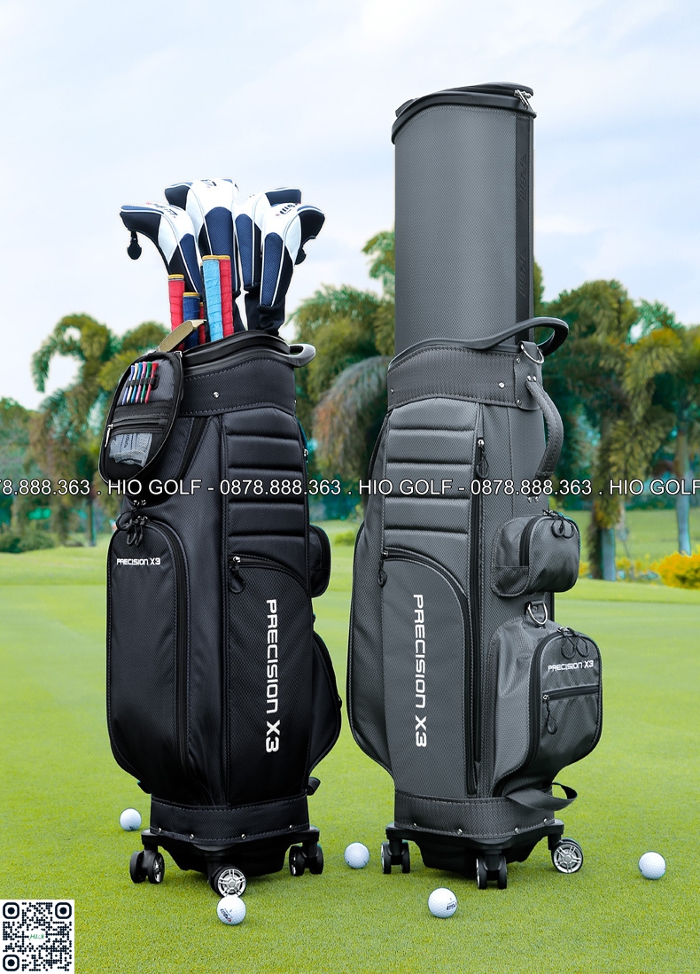 Túi gậy Golf PGM Precision X3 nắp cứng, 4 bánh xe vải bạt chống nước - CH397