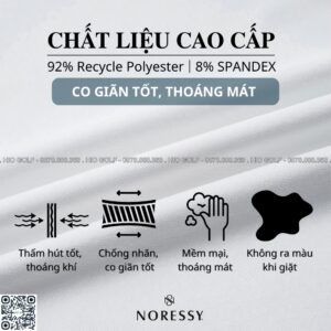 Áo Golf Nam cộc tay NORESSY vải Polyester, Spandex cao cấp - NRSPLM0041