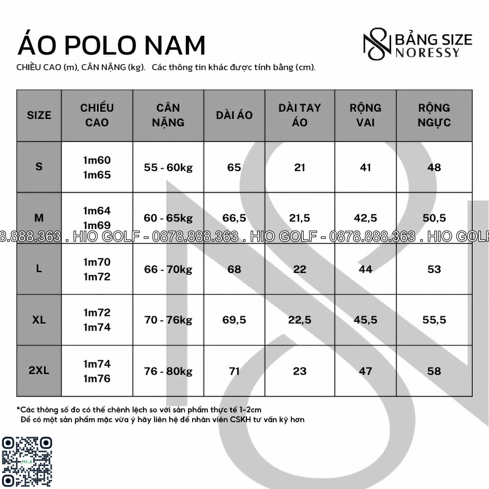 Áo Golf Nam cộc tay NORESSY vải Polyester, Spandex cao cấp - NRSPLM0041