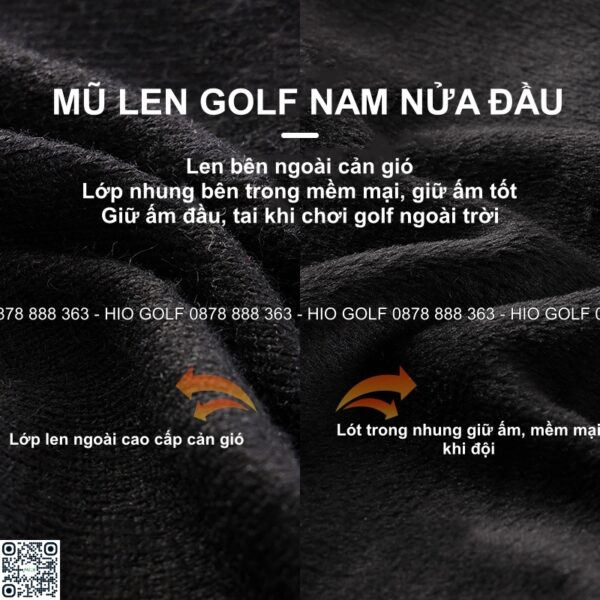 Mũ len golf nam nửa đầu giữ ấm đầu và tai - CH560