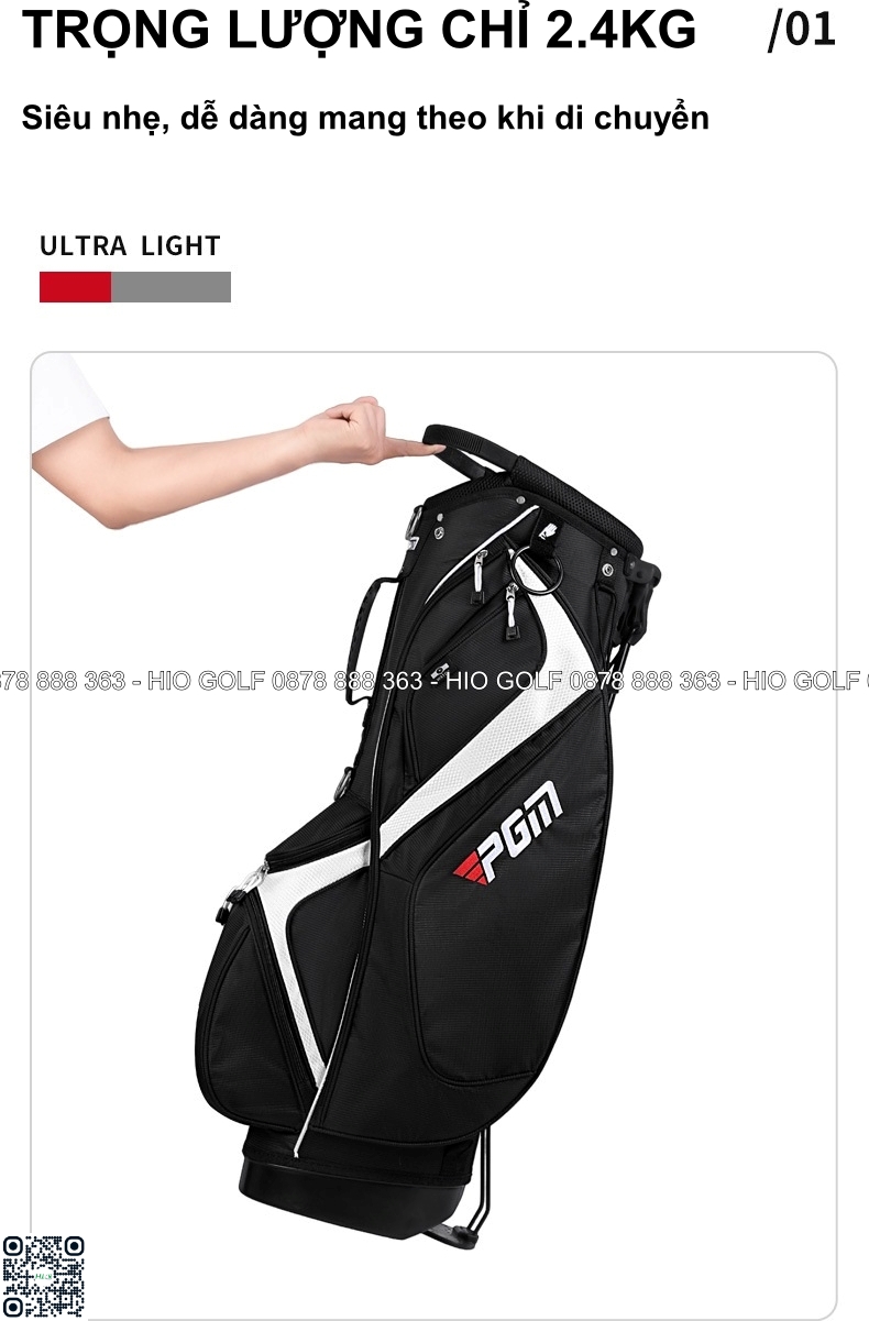 Túi gậy golf PGM siêu nhẹ, có chân chống - CH349