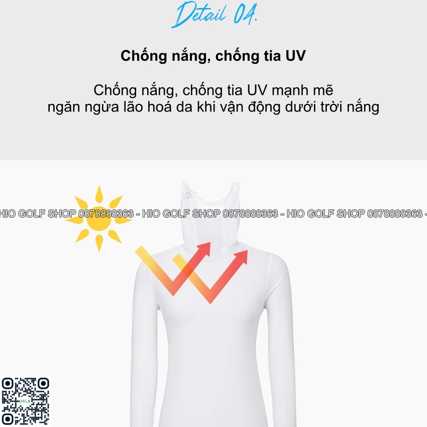 Áo chống nắng golf kèm khăn che mặt Techskin 20D cho nam nữ - CH547
