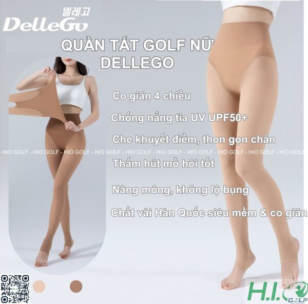Quần tất golf nữ Dellego Hàn Quốc - Mềm mại chống nắng, chống UV, che khuyến điểm, co giãn 4 chiều
