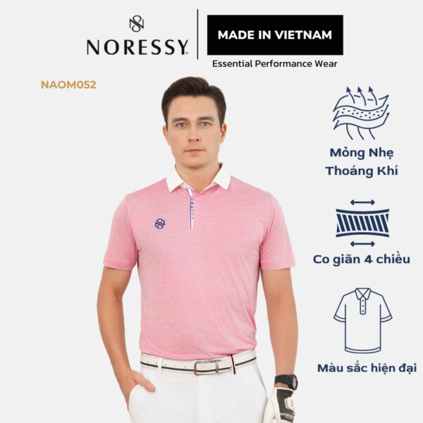Áo Golf Nam CộcTay NORESSY Vải Polyester Thoáng Mát, Sang Trọng M052_PI
