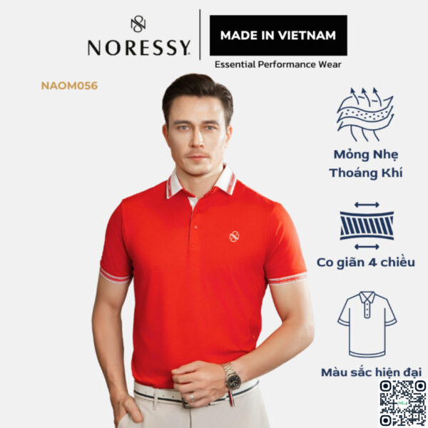 Áo Golf Nam Ngắn Tay NORESSY GOLF NAOM056 - Vải Polyester Mềm Mại, Thoáng Mát