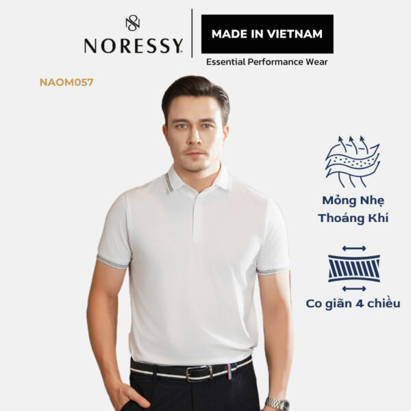 Áo Golf Nam Ngắn Tay NORESSY Vải Polyester Thoáng mát, Sang Trọng NAOM057