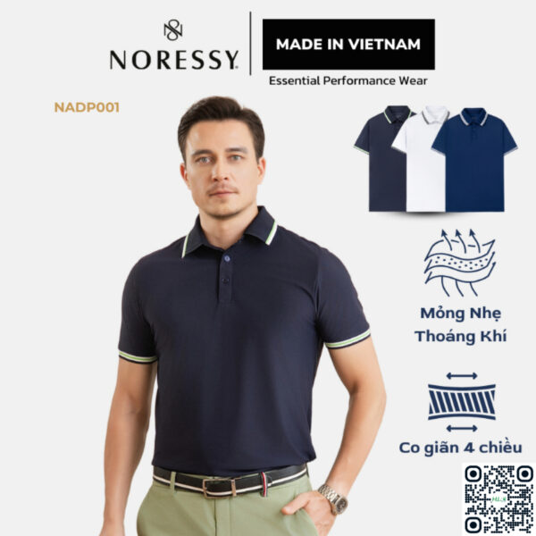 Áo Polo Golf Nam NORESSY NADP001 – Vải Thun Lạnh Mềm Mại, Thoáng Mát, Chống UV