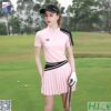 Áo váy golf nữ ZG6 hồng phối đen cổ cao – Chất liệu co giãn, thoáng mát, tôn dáng