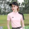Áo váy golf nữ ZG6 hồng phối đen cổ cao – Chất liệu co giãn, thoáng mát, tôn dáng