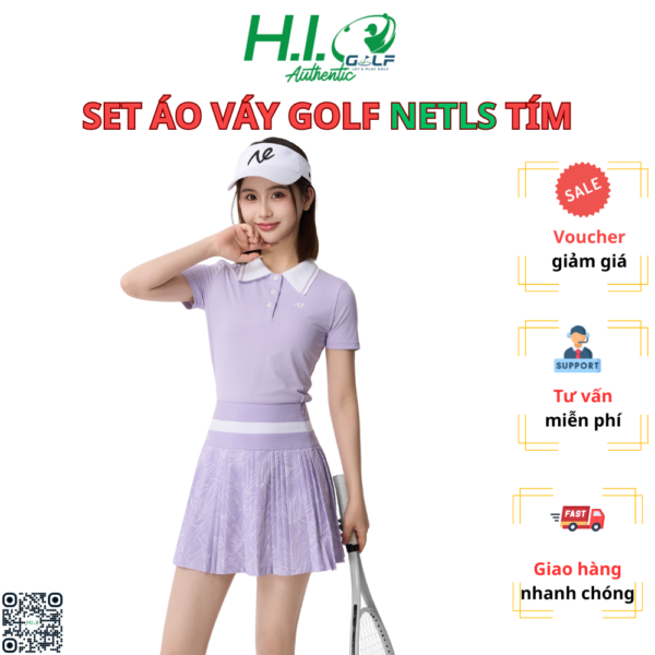 Áo váy golf nữ NE golf chính hãng - Chất liệu co giãn, thấm hút mồ hôi, thiết kế tôn dáng
